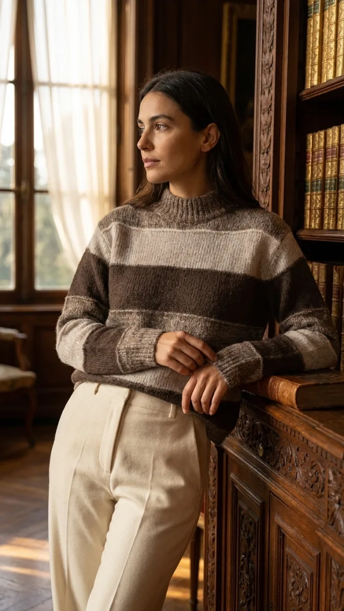 Sweater Sixties rayas - Marron